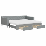 Divano Letto Estraibile Cassetti Grigio Chiaro 90x200cm Tessuto