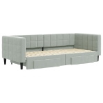 Divano Letto Estraibile Cassetti Grigio Chiaro 90x200cm Velluto