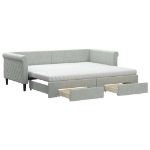 Divano Letto Estraibile Cassetti Grigio Chiaro 90x200cm Velluto