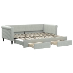 Divano Letto Estraibile Cassetti Grigio Chiaro 90x200cm Velluto