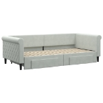 Divano Letto Estraibile Cassetti Grigio Chiaro 90x200cm Velluto