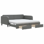 Divano Letto Estraibile Cassetti Grigio Scuro 100x200cm Tessuto