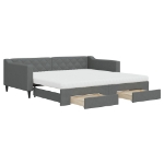 Divano Letto Estraibile Cassetti Grigio Scuro 100x200cm Tessuto