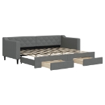 Divano Letto Estraibile Cassetti Grigio Scuro 80x200cm Tessuto