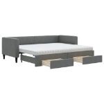 Divano Letto Estraibile Cassetti Grigio Scuro 80x200cm Tessuto