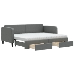 Divano Letto Estraibile Cassetti Grigio Scuro 80x200cm Tessuto