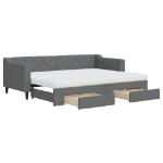 Divano Letto Estraibile Cassetti Grigio Scuro 80x200cm Tessuto