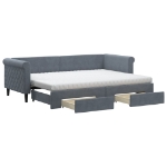 Divano Letto Estraibile Cassetti Grigio Scuro 80x200cm Velluto