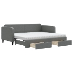 Divano Letto Estraibile Cassetti Grigio Scuro 90x190cm Tessuto