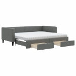 Divano Letto Estraibile Cassetti Grigio Scuro 90x190cm Tessuto