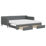 Divano Letto Estraibile Cassetti Grigio Scuro 90x200cm Tessuto