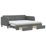 Divano Letto Estraibile Cassetti Grigio Scuro 90x200cm Tessuto