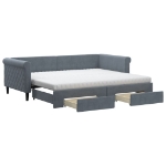 Divano Letto Estraibile Cassetti Grigio Scuro 90x200cm Velluto