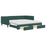 Divano Letto Estraibile Cassetti Verde Scuro 100x200cm Velluto