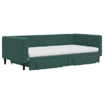 Divano Letto Estraibile Cassetti Verde Scuro 100x200cm Velluto