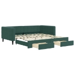 Divano Letto Estraibile Cassetti Verde Scuro 100x200cm Velluto