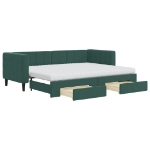 Divano Letto Estraibile Cassetti Verde Scuro 80x200cm Velluto