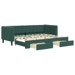 Divano Letto Estraibile Cassetti Verde Scuro 80x200cm Velluto