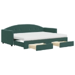 Divano Letto Estraibile Cassetti Verde Scuro 80x200cm Velluto