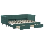 Divano Letto Estraibile Cassetti Verde Scuro 80x200cm Velluto