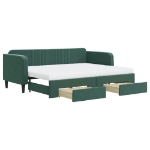 Divano Letto Estraibile Cassetti Verde Scuro 80x200cm Velluto