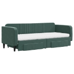 Divano Letto Estraibile Cassetti Verde Scuro 80x200cm Velluto