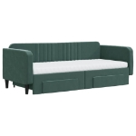 Divano Letto Estraibile Cassetti Verde Scuro 90x200cm Velluto