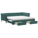 Divano Letto Estraibile Cassetti Verde Scuro 90x200cm Velluto