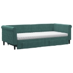 Divano Letto Estraibile Cassetti Verde Scuro 90x200cm Velluto