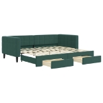 Divano Letto Estraibile Cassetti Verde Scuro 90x200cm Velluto