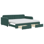 Divano Letto Estraibile Cassetti Verde Scuro 90x200cm Velluto