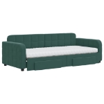 Divano Letto Estraibile Cassetti Verde Scuro 90x200cm Velluto