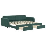 Divano Letto Estraibile Cassetti Verde Scuro 90x200cm Velluto