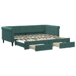 Divano Letto Estraibile Cassetti Verde Scuro 90x200cm Velluto