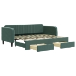 Divano Letto Estraibile Cassetti Verde Scuro 90x200cm Velluto