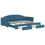 Divano Letto Estraibile con Cassetti Blu 90x200 cm in Velluto