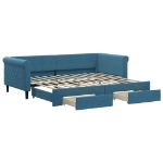 Divano Letto Estraibile con Cassetti Blu 90x200 cm in Velluto