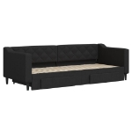 Divano Letto Estraibile con Cassetti Nero 80x200 cm in Tessuto