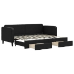 Divano Letto Estraibile con Cassetti Nero 80x200 cm in Tessuto