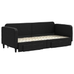 Divano Letto Estraibile con Cassetti Nero 80x200 cm in Tessuto