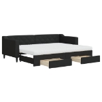 Divano Letto Estraibile con Cassetti Nero 80x200 cm in Tessuto