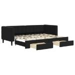 Divano Letto Estraibile con Cassetti Nero 80x200 cm in Velluto