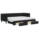 Divano Letto Estraibile con Cassetti Nero 80x200 cm in Velluto