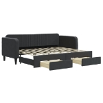 Divano Letto Estraibile con Cassetti Nero 80x200 cm in Velluto