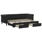 Divano Letto Estraibile con Cassetti Nero 80x200 cm in Velluto