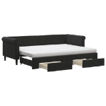 Divano Letto Estraibile con Cassetti Nero 80x200 cm in Velluto