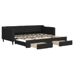 Divano Letto Estraibile con Cassetti Nero 90x200 cm in Tessuto