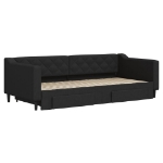 Divano Letto Estraibile con Cassetti Nero 90x200 cm in Tessuto