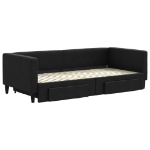 Divano Letto Estraibile con Cassetti Nero 90x200 cm in Tessuto