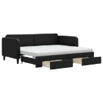 Divano Letto Estraibile con Cassetti Nero 90x200 cm in Tessuto